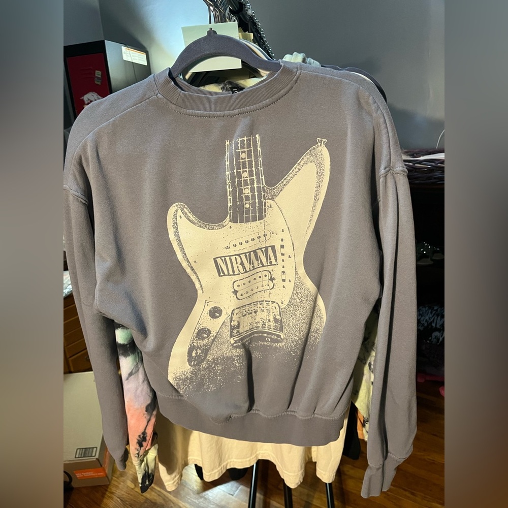 Divided Gray Graphic Nirvana Guitar Sweatshirt